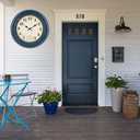 Large Outdoor Clocks Waterproof with Thermometer Combo Rustic Coastal Wall Clock Decor for Patio Pool Bathroom (18 Inch,Blue)
