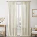 Beige Linen Curtains 92 Inches Long for Living Room 2 Panel Set Rod Pocket Light Filtering Privacy Semi Sheer Flax Linen Curtains Rustic Farmhouse Boho Decor Cotton Textured Gauze Drapes 52x92