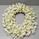 Summer Wreath for Front Door, 24 Inch White Cream Forsythia Summer Spring Wreath Blossom Cluster Flower Farmhouse on Grapevine for Christmas Festival Celebration Front Door Wall Window Hanging Dcor