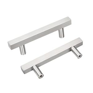 NIZADO 10 Pack Stainless Steel Cabinet Handles,3 Inch Satin Nickel Finish Drawer Pulls,Handles for Cabinets and Drawers,Square T Bar Cabinet Pulls, 5 Inch Overall Length