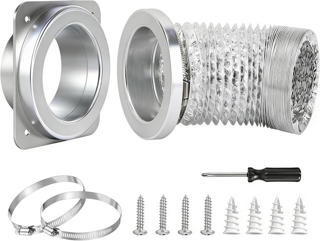 Magnetic Dryer Vent Coupling Connector Kit, 4 Inch Flexible Dryer Vent Pipe with Strong Magnetic Seal, Quick Connect, Easy Install Universal Fit for Most Dryers, Home Laundry Room Essential