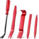 LivTee 5 pcs Auto Trim Removal Tool Kit, No Scratch Plastic Pry Tool Kit - Interior Door Panel Clip Fastener Removal Set for Vehicle Dash Radio Audio Installer (Red)