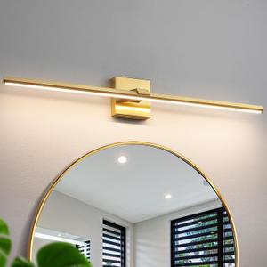 Gold Bathroom Vanity Light Fixtures Over Mirror - 32 inch Modern LED Vanity Lights for Bathroom with 3500K Warm Lighting Dimmable Brushed Bathroom Wall Sconce Bar,24W (32INCH)