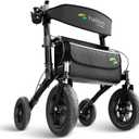 Helavo All Terrain Walker Rollator with 12 Pneumatic Tires Foldable Outdoor Walkers for Seniors with Seat, Lightweight & Adjustable Height, Shock-Absorbing for Comfort on Any Surface