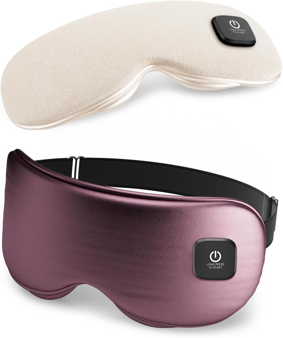 Heated Eye Mask - Cordless Eye Mask for Dry Eyes, Eye Relief, Improved Sleep, Washable Eye Heating pad for Travel and with Replaceable Shell (Purple)