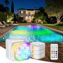 Pool Lights with Remote, IP68 Waterproof Plug 16 Color Rechargeable LED Lights, Pool Light for Above Ground Inground Pools, Fountains, Ponds, Party, Hot Tub 4 Pack