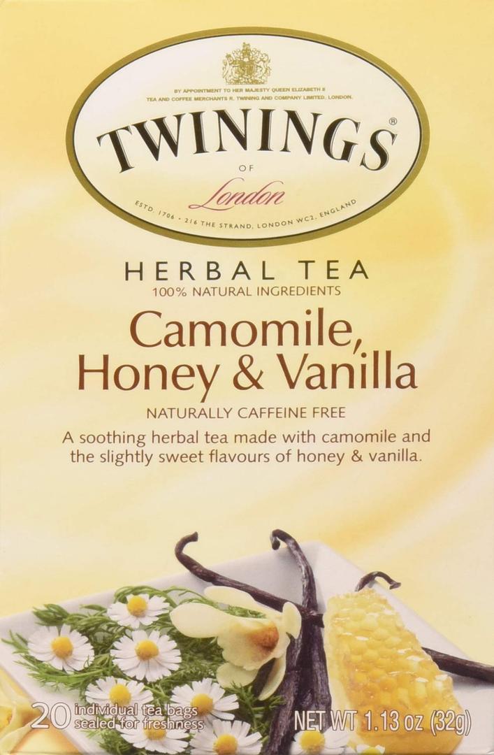 2 x Twinings Camomile, Honey & Vanilla Herbal Tea individually Wrapped Bags, 20 Count (Pack of 1), Naturally Caffeine-Free, Enjoy Hot or Iced, 20 Teabags (EXP 12/09/28)