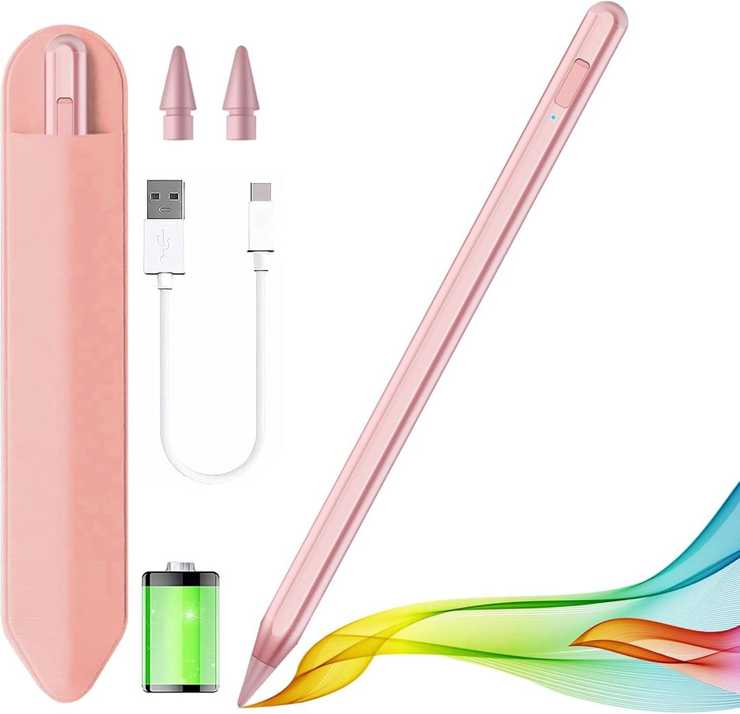 Stylus Pen for iPad 2018-2025 with Palm Rejection, Apple Pencil for Pad11th/10th/9th/8th/7th/6th Gen, iPad Pro 11/12.9 inch, New iPad Air 2025 11&13-inch(M3/2) /5th/4th/3th Gen, iPad mini 6th/5th (Rose Gold)