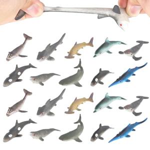 14PCS Mini Rubber Shark Toy Figure, Super Stretches Bath Toy Set, Material TPR, Ocean Sea Animal Floating Bathtub Toy Party Favors, Realistic Shark Dolphin Whale Toy