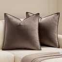 MIULEE Dark Coffee Velvet Throw Pillow Covers 20x20 Taupe Neutral Soft Decorative Solid Square Cushion Cases Pack of 2 Modern Luxury Home Decor for Couch, Sofa, Bedroom