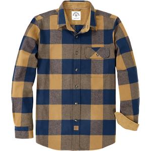 Dubinik 6 oz Flannel Shirt for Men Long Sleeve Casual Button Down Brushed 100% Cotton Shirt (M)