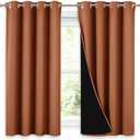 NICETOWN 100% Blackout Curtains 54 inches Long, Double-Deck Completely Blackout Window Treatment Thermal Insulated Lined Drapes for Small Window (Burnt Orange, 1 Pair, 52 inches Width Each Panel)