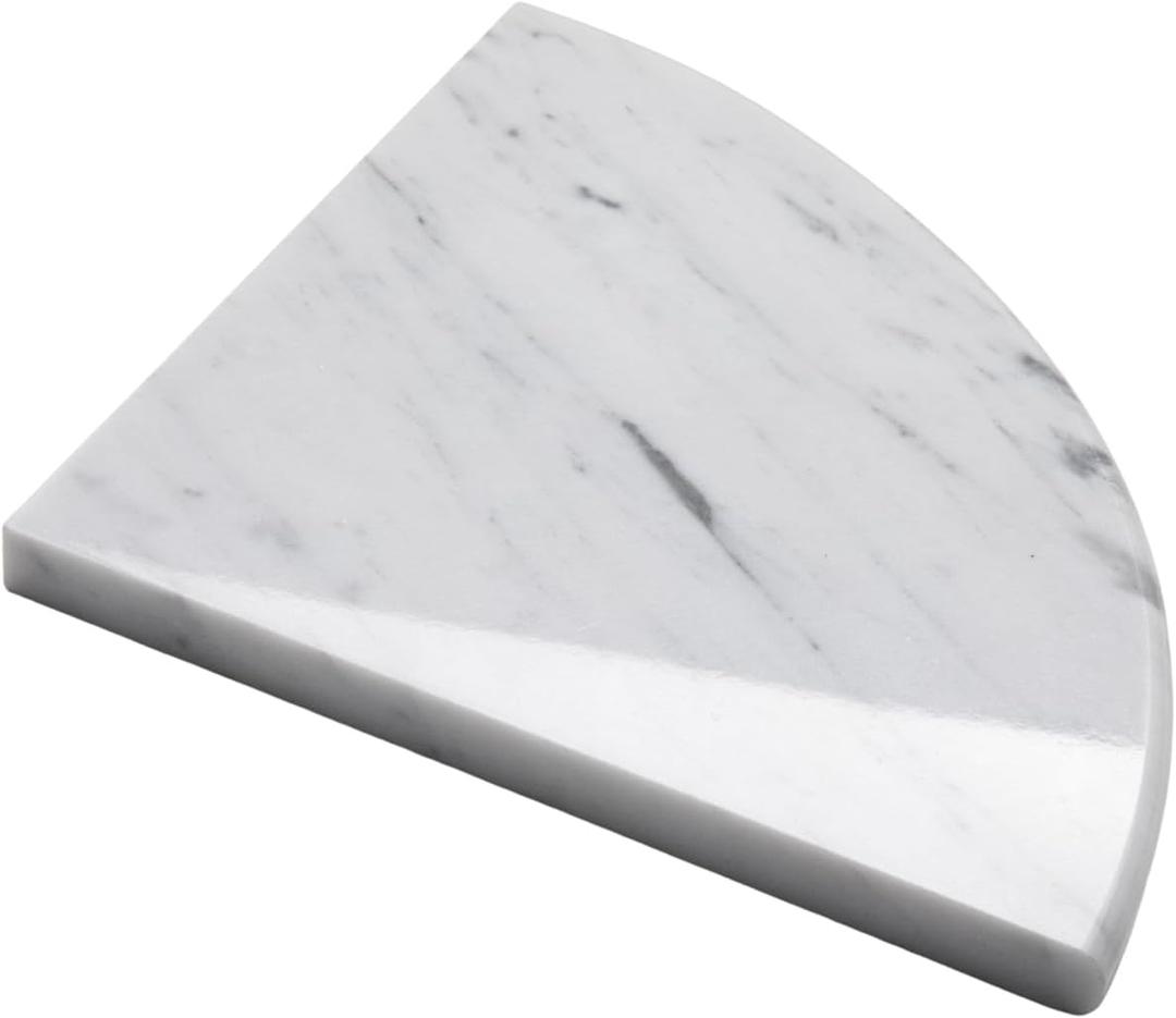 Marble Corner Shower Shelf, 9 Inch Carrara White Marble Corner Shelf for Bathroom Shower Decor, Wall Mounted, Polished, 1 Pcs