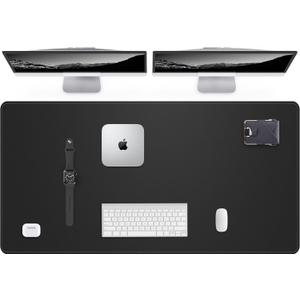 Leather Desk Pad Protector,48"x24" - Premium Desk Mat, Large Mouse Pad,Non-Slip Desk Blotter,Waterproof Desk Writing Pad for Office and Home(Black)
