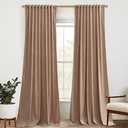 StangH Velvet Curtains for Bedroom 108 inches Long, Soft Thick Thermal Insulated Privacy Window Drapes Elagant Home Decors for Sliding Door, Blush Beige, W52 x L108, 2 Panels