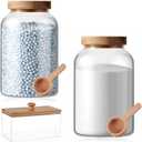 2 Pcs Half Gallon Glass Laundry Storage Containers Jars Set 1 Pcs Acrylic Dryer Sheet Holder Laundry Pods Container with Acacia Lid 2 Spoon for Detergent Powder Scent Beads Bath Bombs Salt