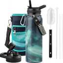 40oz Insulated Water Bottle, Triple Wall Vacuum Stainless Steel Water Bottles - Keeps Cold 48H, Reusable Metal water flask Jug for Gym, Sports, Camping, Hiking, Travel, Aurora-Green