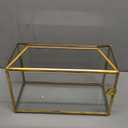 12.6" Glass Card Box Wedding Card Box with Lock for Wedding Reception Cosmetic Home Decor, Handmade Large Geometric Terrarium with Hinged Lid, Brass Frame - (Golden/Roof)