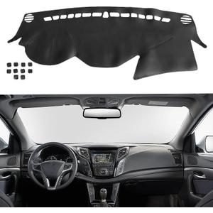 SecosAutoparts Black line Leather Dashboard Dash Cover Pretector Mat Compatible with Hyundai Sonata 2011 2012 2013 2014