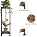 Plant Stand Indoor Corner Tall 2 Tier Metal Modern Flower Storage Plant Shelf Holder for Living Room Balcony Garden, Black (2 Tier-Black Round)