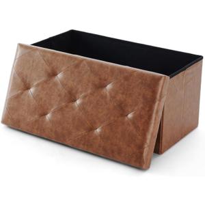 DUMOS 30 Inch Folding Ottoman with Storage Bench, Foot Rest Stool Ottoman, 15.2"D x 30"W x 15.2"H
