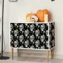 Black Gothic Skull Wallpaper Peel and Stick Vintage Dark Floral Butterfly Wallpaper Sugar Skull Flower Contact Paper Home Decorative 12"x118" Removable Wall Paper for Bedroom Basement Door