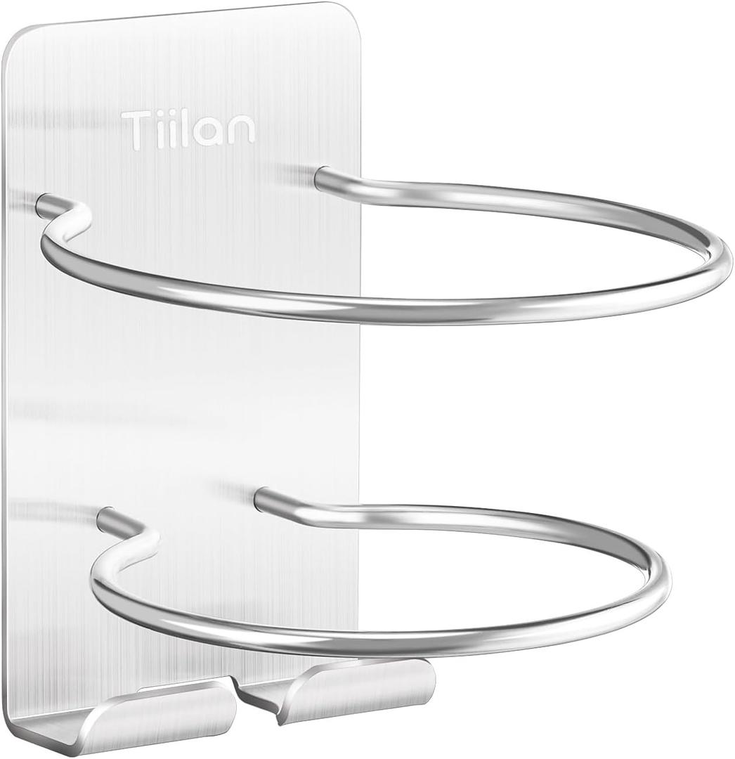 Hair Dryer Holder Wall Mount, Blow Dryer Holder Self Adhesive, SUS 304 Stainless Steel, Bathroom Hair Tool Organizer Rack, Silver