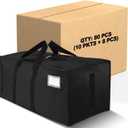 80 Pack Large Strong Moving Bags with Zippers & Carrying Handles - Water-Resistant - Heavy Duty Storage Tote for Space Saving, Fold Flat, Alternative to Moving Box (Black)