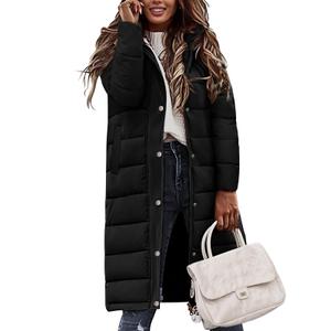 Womens Winter Long Puffer Coat Thicken Ladies Quilted Jacket Puffy Padded Zip Hood Parka Side Zipper Trendy 2026 M