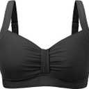 Women Underwire Bikini Top - Supportive Push Up Swim Top Only 2025 Retro Bathing Suit Tops (Small, Black)