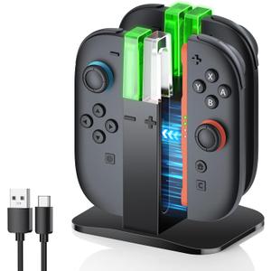 Charging Dock for Joycon 2 Controller, Charger Dock Station for Nintendo Switch 2 Accessories Kits with a USB Type-C Charging Cord (Black, 7.9 inch Switch 2)