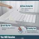 Stone Drying Mat for Kitchen Counter, 24"x16" Large Collapsible Dish Drying Mat with Non-Slip Pad and Sandpaper, Rolling Design, Quick Dry for Dishes, Bottles, Utensils