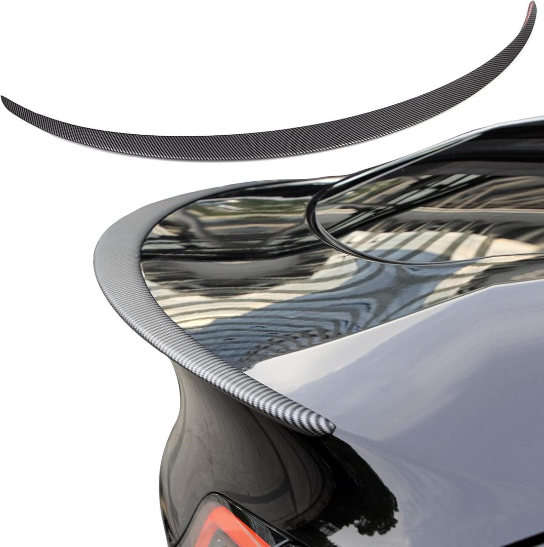 Fit Tesla Model 3 Spoiler Rear Spoiler Wing Lip Tail Trunk Spoiler Cover Compatible with 2017-2023 2024 2025 Tesla Model 3 Accessories, Matte Carbon Fiber