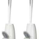 2 Pack Toilet Bowl Brush with Holder for Bathroom, Under-Rim Double Brush Head, Long Handle Household Cleaning Brushes Set (2 Pack Grey Brush with Holder)