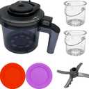 Replacement Paddle, Outer Bowl with Lid, Pint with Lid, compatible with Ninja Creami Ice Cream Maker: NC301, NC300, NC299AMZ Series (Paddle+Outer Bowl with Lid+2 Pints with Lids)