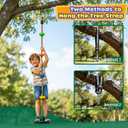 HeyZoo Tree Swing for Kids 330LB Capacity, Climbing Rope with Platforms and Disc Swing Seat Set Outdoor Backyard Playground Accessories with Carabiners and Thickened Strap, Green
