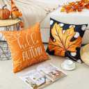 Artscope Fall Decorative Throw Pillow Covers 20x20 Inch Set of 4 Fall Gifts for Home Decor, Autumn Pumpkin Maple Leaves Harvest Decoration Pillow Cases for Home Sofa Couch Decor-Orange D