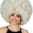 ALLAURA Compatible with 70s Disco Costume  Deluxe Blonde Afro Wig for Women & Men  Huge Curly Wig for 1970s Outfits, Funky Party Looks, Retro Theme Events, Halloween, Dance Floor Accessories