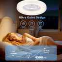 24" Bladeless Ceiling Fan with Light Remote, Low Profile Ceiling Fans with App Control, Smart Modern Ceiling Fans with Lights, 3 Dimmable LED Light for Bedroom, Living Room White