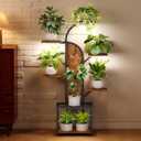 Plant Stand Indoor with Grow Lights, 7 Tiered Plant Shelf Indoor, 55.51"Corner Plant Stand Shelves for Indoor Plants Multiple, Metal Tall Plant Flower Holder, Tree-Shaped Plant Rack for Home, Patio (Rustic Brown)
