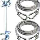 Dog Tie Out Cable and Stake for Camping,with 2x20FT Heavy Duty Cables(up to 200lbs),360°Swivel Dog Run Anchor- No Tangle,Dog Runner for Yard -Ideal for Outdoor Camping