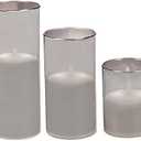 Cypress Home Beautiful Smoke Glass LED Wax Pillar Candle Table Top Décor, Set of 3-11 x 4 x 4 Inches Indoor/Outdoor Decoration for Homes, Yards and Gardens