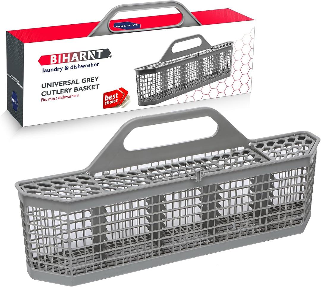 WD28X10128 Universal Dishwasher Utensil Silverware Cutlery Basket Compatible with GE Whirlpool Kenmore Maytag Frigidaire KitchenAid Samsung LG Dishwasher,Part No.WD28X10127, WD28X10131