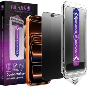 2 Pack Matte Privacy Screen Protector for iPhone 17 Pro 6.3", 9H+ Hardness Anti-Spy Anti-Glare Tempered Glass, Smooth Responsive Touch & Scratch Resistant, Bubble-Free Easy Installation
