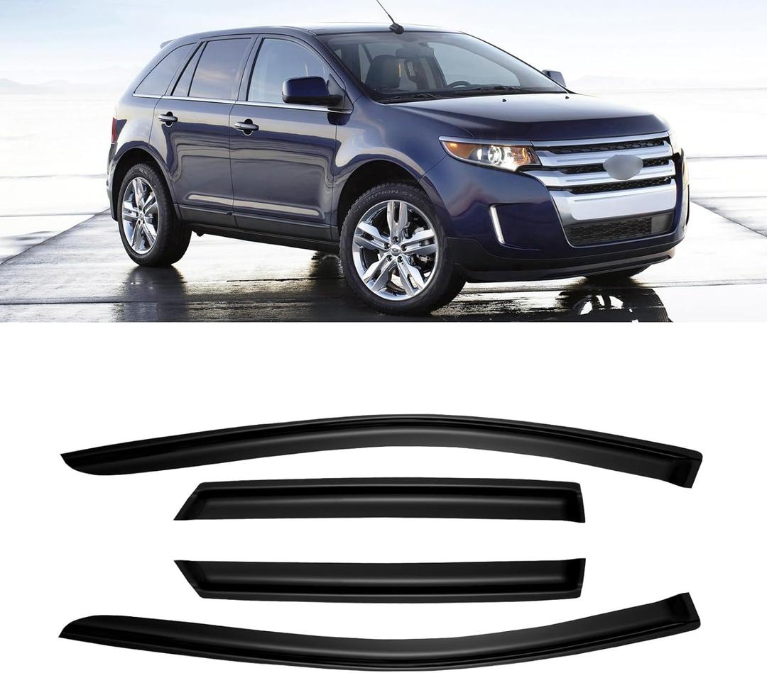 Window Rain Guards for 2007-2014 Ford Edge & 2007-2015 Lincoln MKX, Window Visor Guard Vent Wind Shade Deflector Rain Shield Protector Sun Visor 2008 2009 2010 2012 2013,Outside-Mount, 4 Pieces