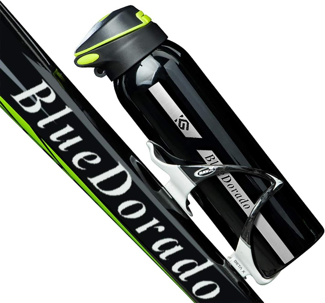 Stainless Steel Cycling Mug, Insulated Bike Water Bottle with Straw Lid & Flex Cap, BPA-Free, 18 Oz (Black)