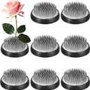 Sliner 8 Pcs Floral Frogs Round Brass Flower Holder Japanese Ikebana Vase Floral Frogs Arranger Fixed Tools Pin for Flower Arrangement Home DIY Craft(2.36 x 0.51 Inch,Silver)