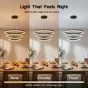 Modern Black LED Ring Chandelier for Dining Room Table, Dimmable Fixture, 20*59in