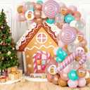 Christmas Gingerbread Balloon Arch Garland Kit, Xmas Pink Green Balloons with Foil Balloons for Christmas Party Decorations Xmas New Year Birthday Party Supplies