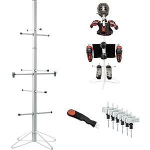 Ceaz Hockey Gear Drying Rack - Metal Tree Dryer Stand for Hockey Equipment - Organizer to Dry and Store Sports Gear - Includes Skate Sharpening Tool and 6 Hanging Clips